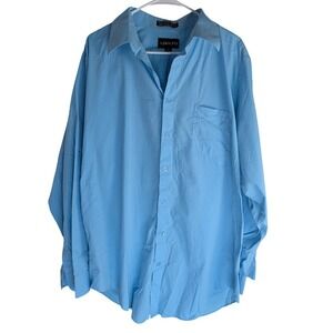 Adolfo Dress Shirt Mens 17‎ 36/37 Light Blue Long Sleeve Button Up Cotton Blend